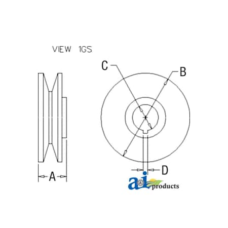 A & I Products Pulley, 1V-Groove 3" x3" x1" A-ADR5008